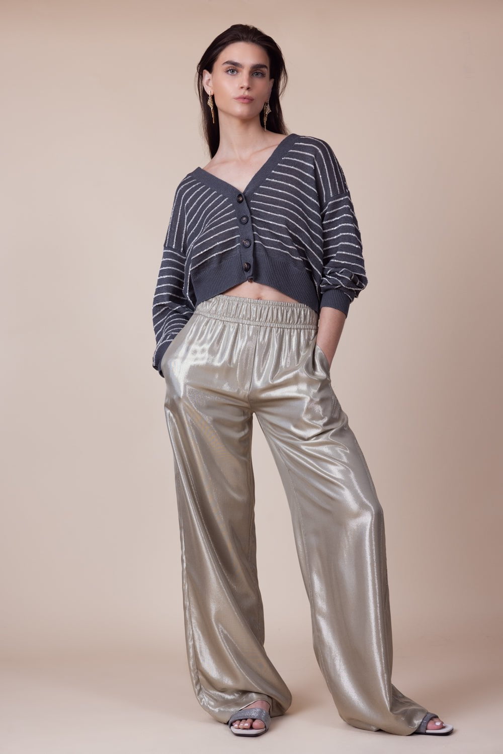 BRUNELLO CUCINELLI-Glam Stripe Cardigan-