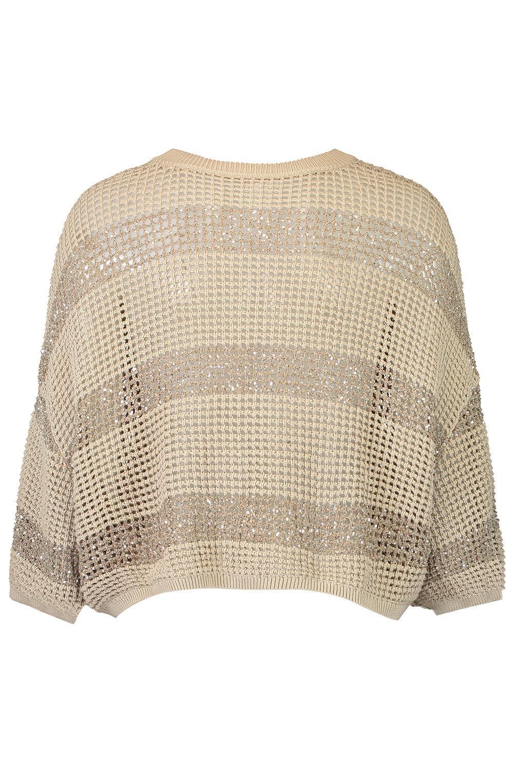 Water Reflection Button Cardigan - Light Beige-STRIPE-XS-CLOTHINGTOPCARDIGAN-BRUNELLO CUCINELLI