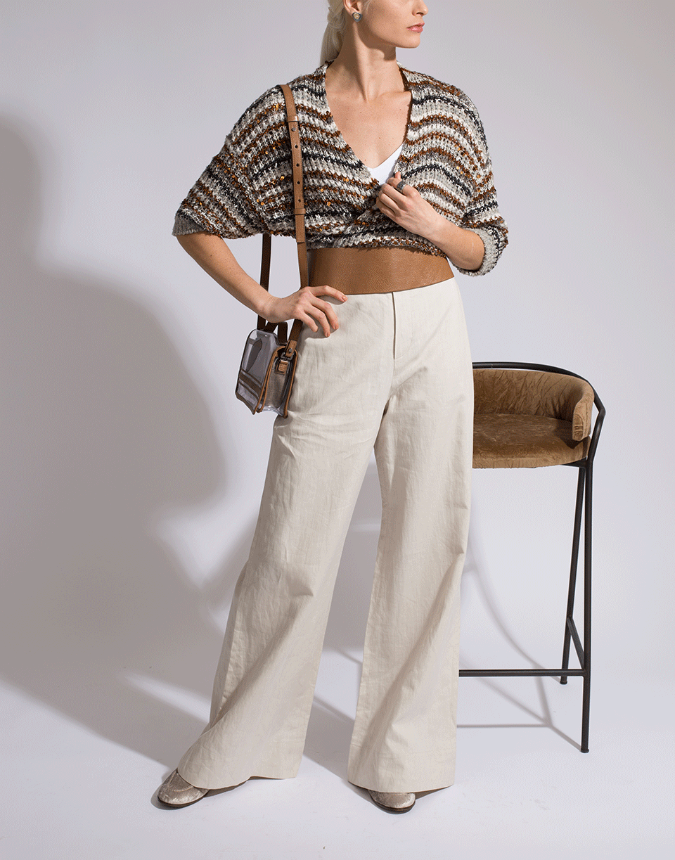 BRUNELLO CUCINELLI-Crossover Stripe Cotton Cardigan-