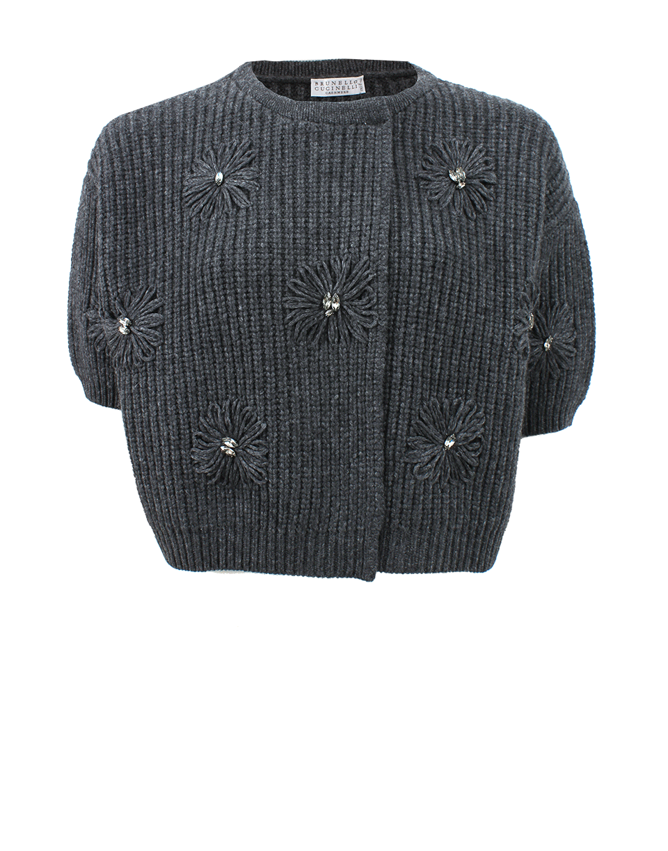 BRUNELLO CUCINELLI-Cashmere Cardigan With Swarovski Flowers-