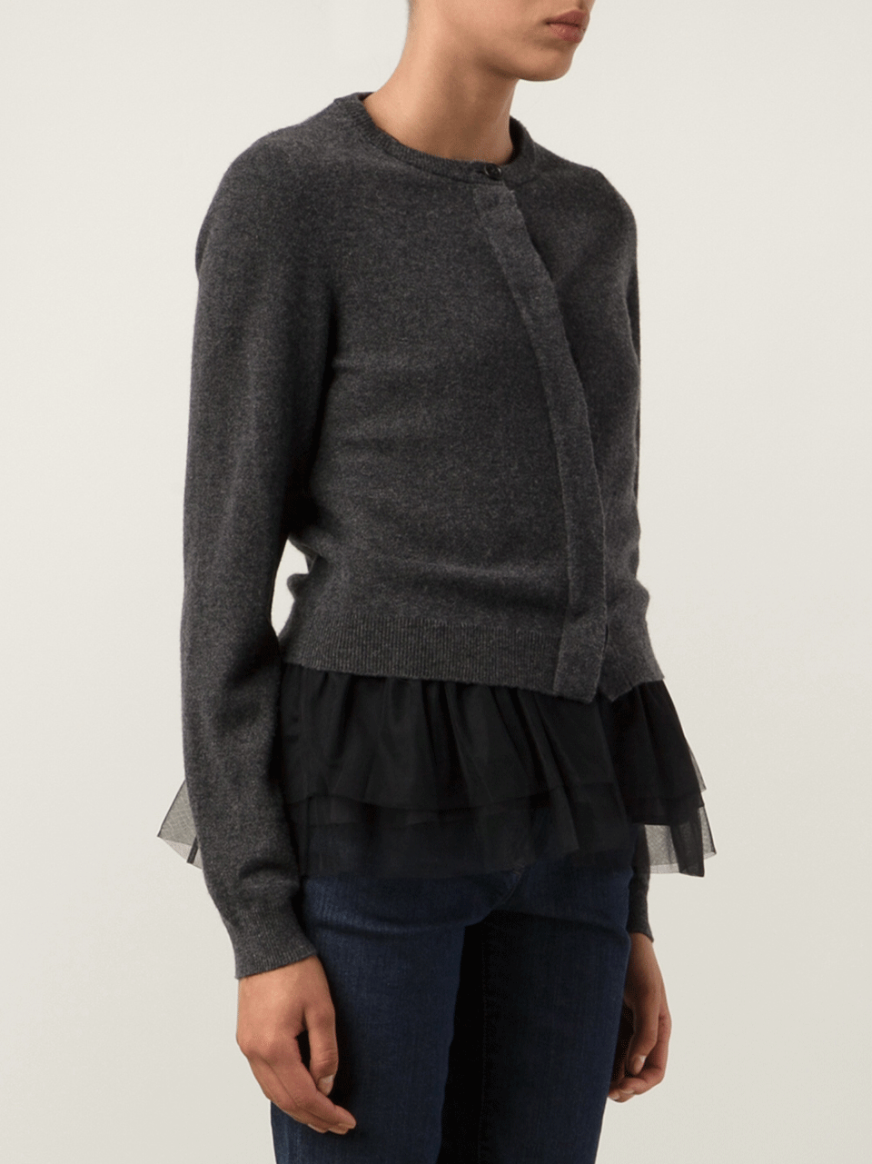 BRUNELLO CUCINELLI-Cashmere Cardigan With Silk Organza-