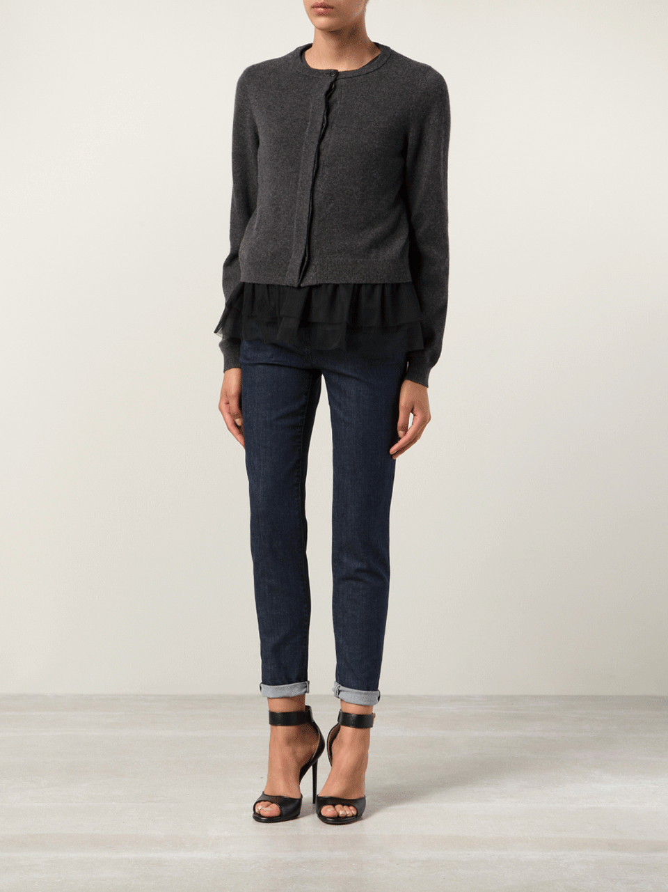 BRUNELLO CUCINELLI-Cashmere Cardigan With Silk Organza-