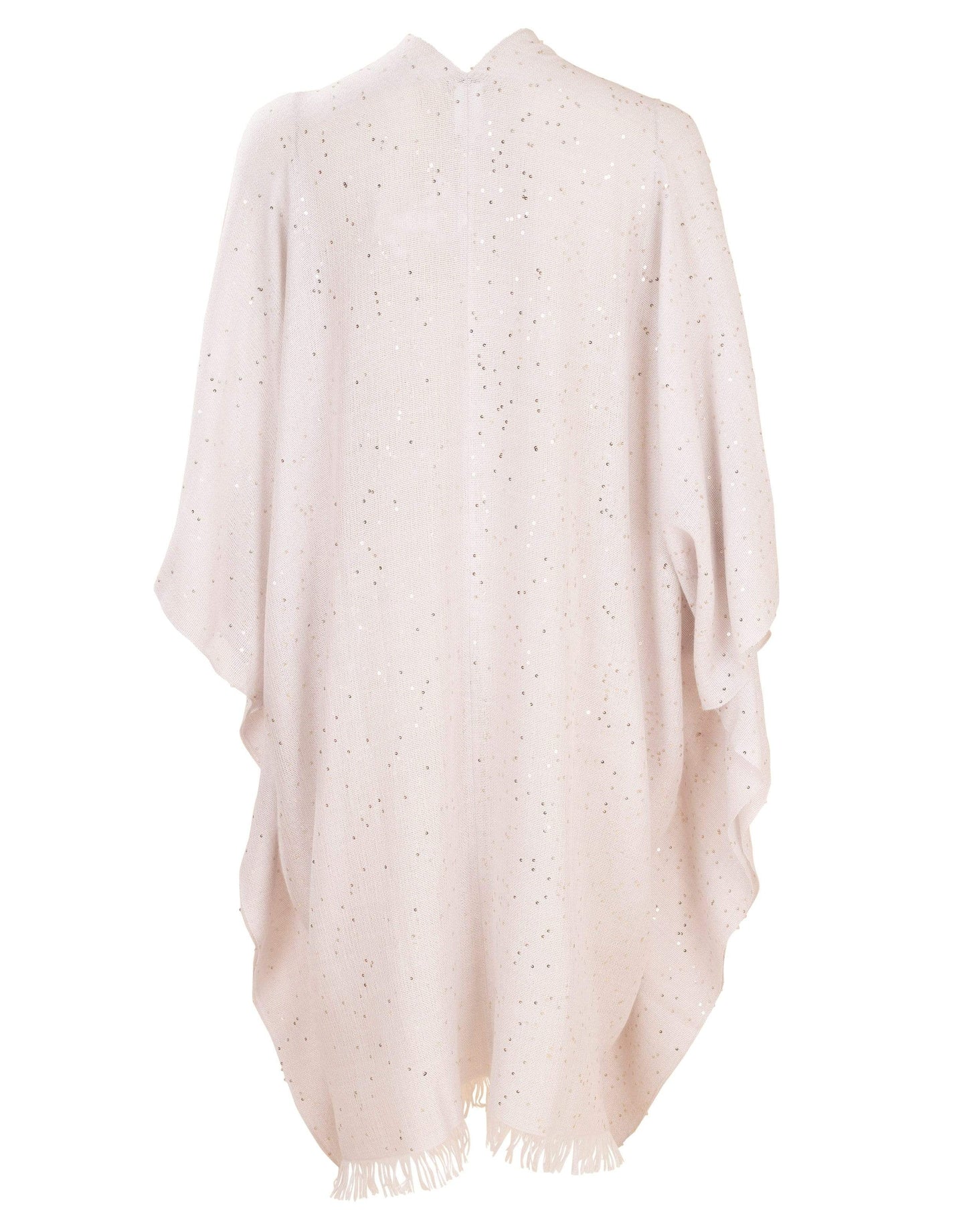 BRUNELLO CUCINELLI-Alabaster Sparkling Pailette Poncho-ALABASTR