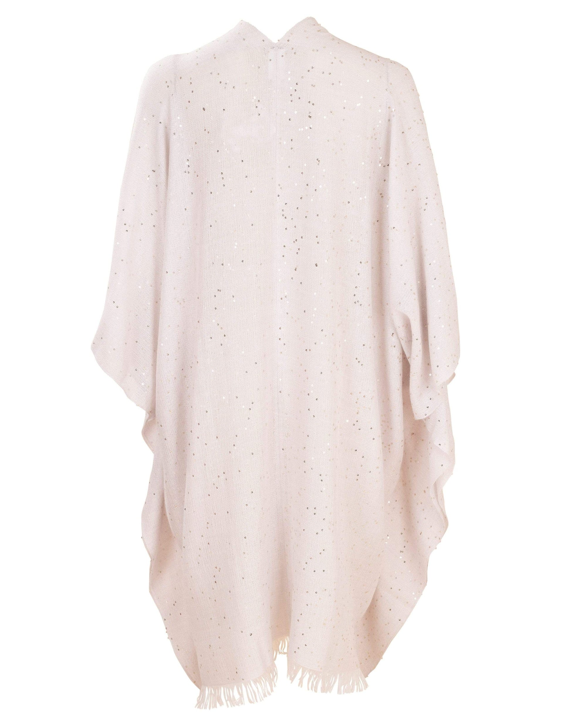BRUNELLO CUCINELLI-Alabaster Sparkling Pailette Poncho-ALABASTR
