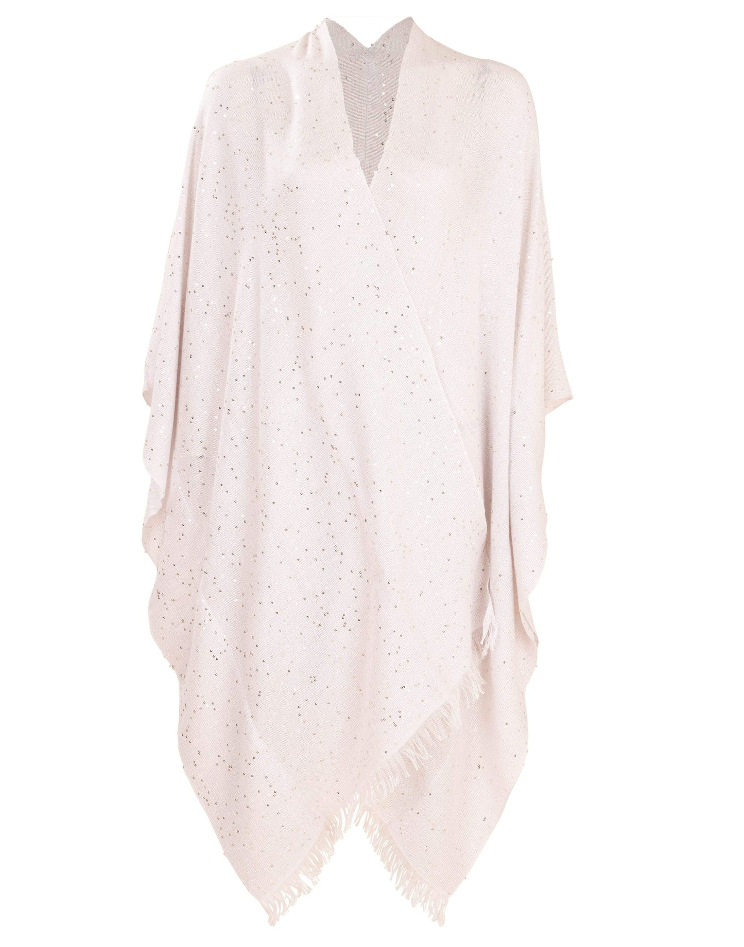 BRUNELLO CUCINELLI-Alabaster Sparkling Pailette Poncho-ALABASTR
