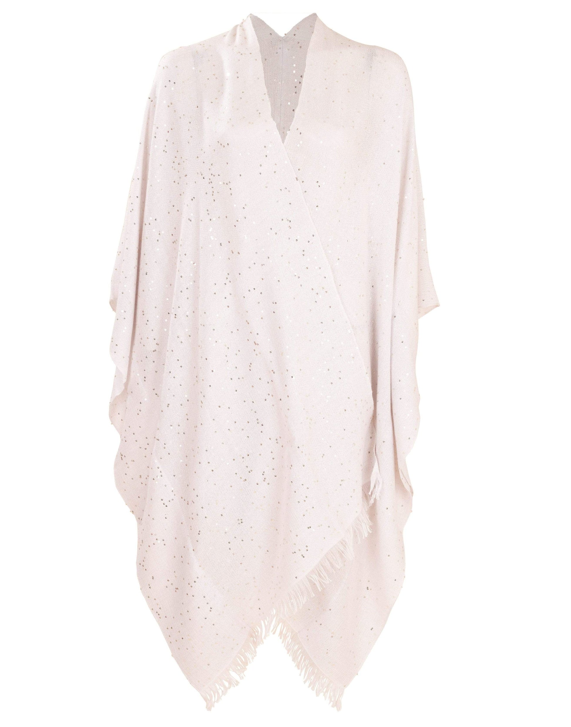 BRUNELLO CUCINELLI-Alabaster Sparkling Pailette Poncho-ALABASTR