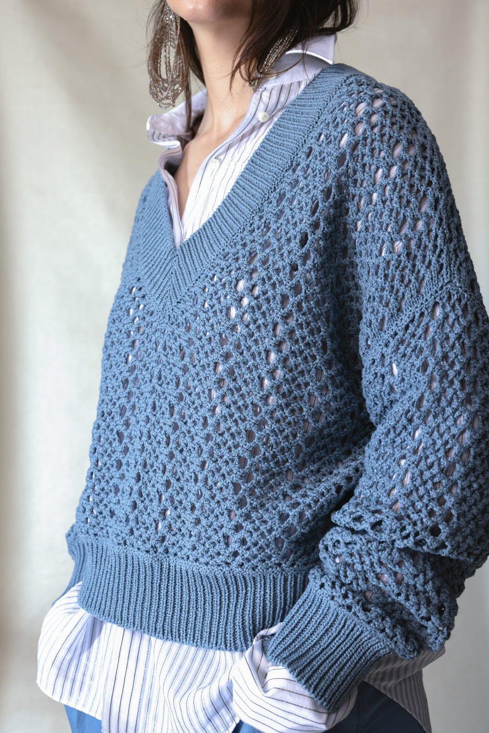 BRUNELLO CUCINELLI-Long Sleeve Net Pullover-