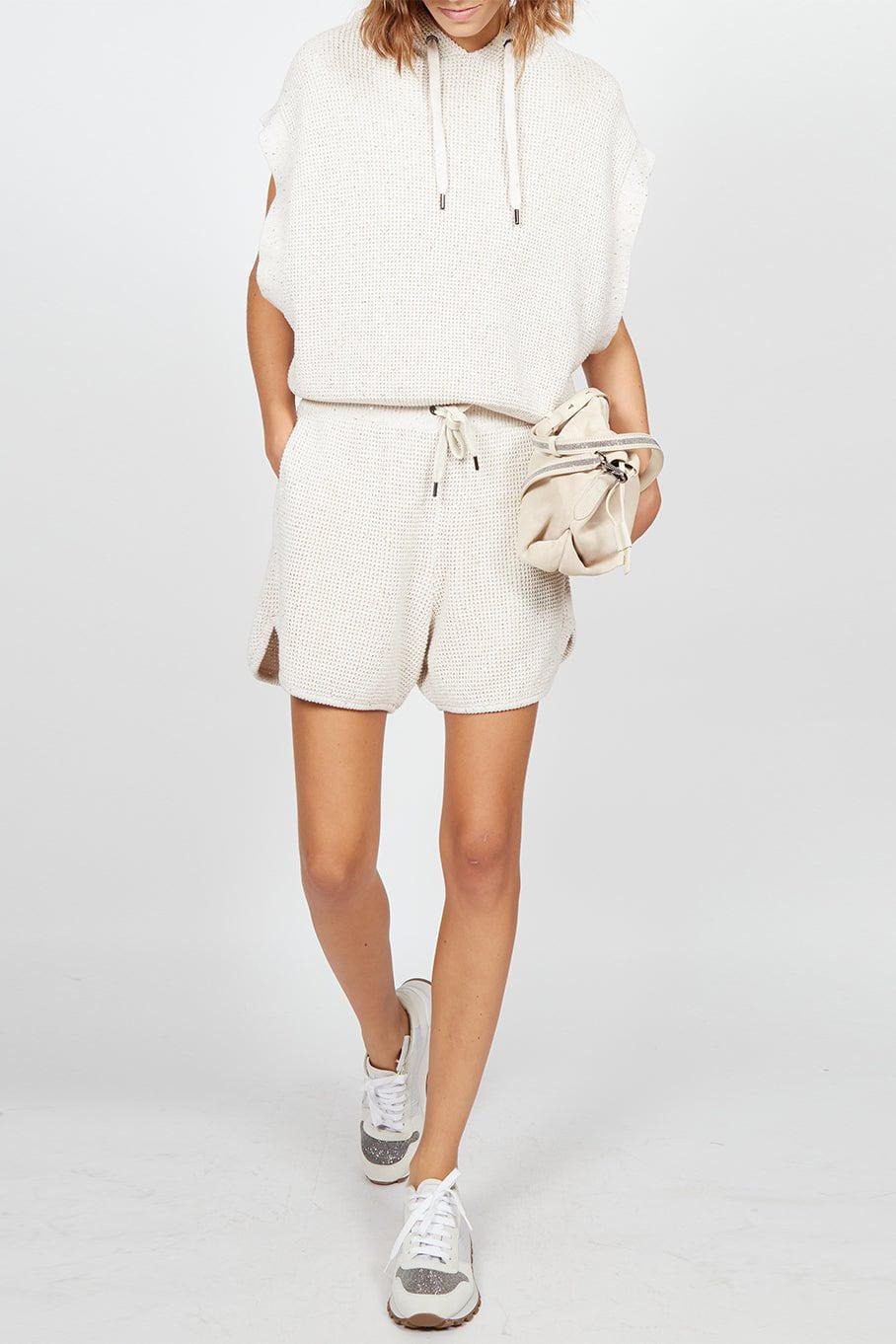 BRUNELLO CUCINELLI-Short Sleeve Monili Hoodie-