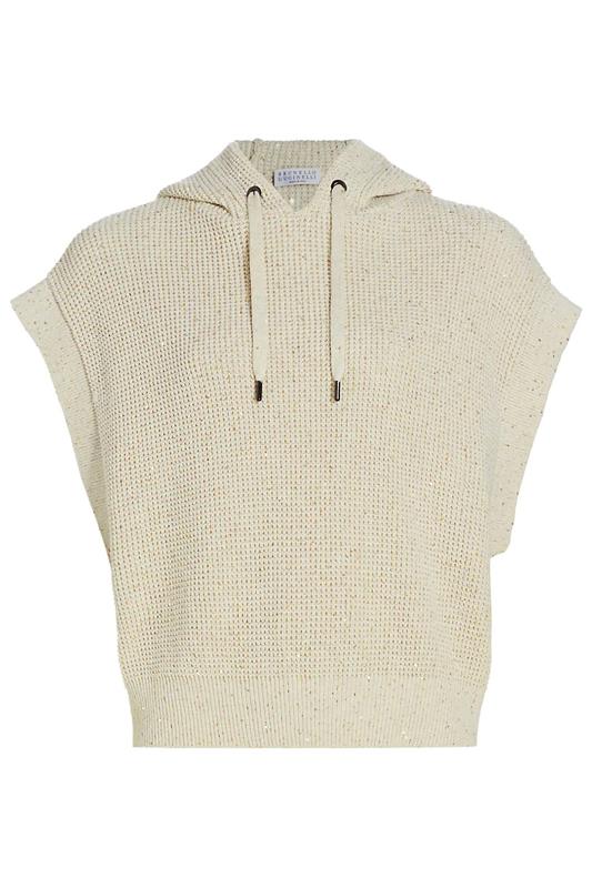 BRUNELLO CUCINELLI-Short Sleeve Monili Hoodie-