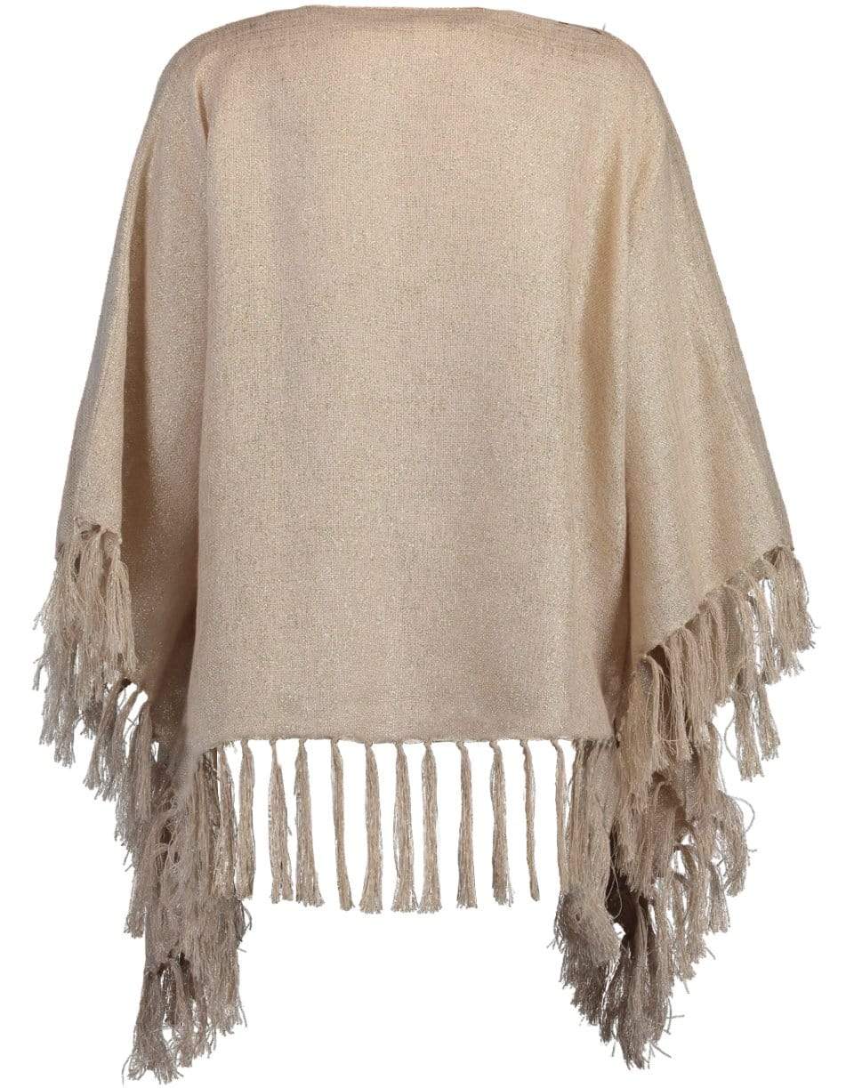 BRUNELLO CUCINELLI-Beige Fringe Poncho-BEIGE