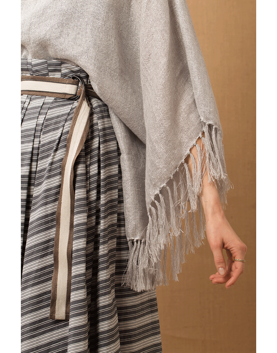 BRUNELLO CUCINELLI-Beige Fringe Poncho-BEIGE