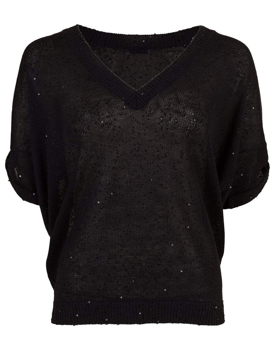 BRUNELLO CUCINELLI-Deep V-Neck Paillette Sweater-