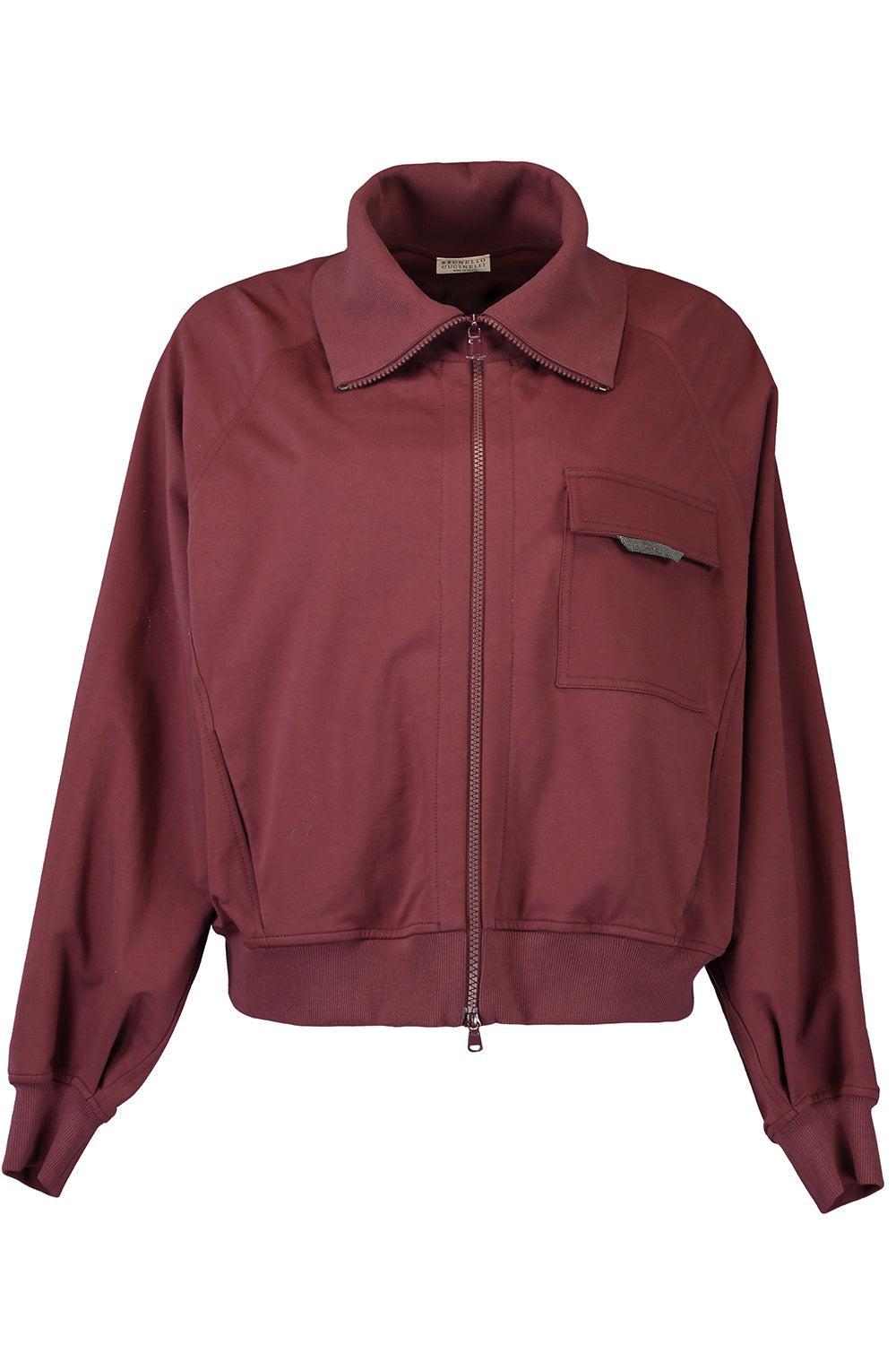 Lightweight Zip Sweatshirt-BORDEAUX-XS-CLOTHINGTOPKNITS-BRUNELLO CUCINELLI