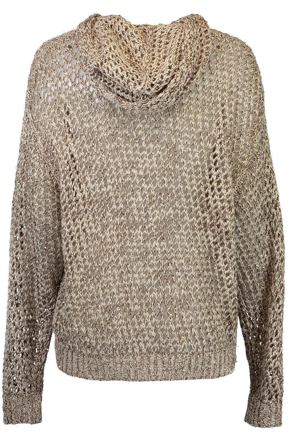 Open Weave Zip Cardigan-BROWN-XS-CLOTHINGTOPKNITS-BRUNELLO CUCINELLI
