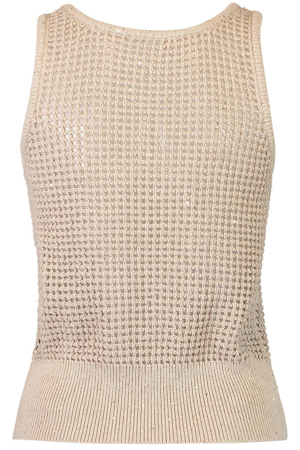 Summer Net Tank-BROWN-XS-CLOTHINGTOPKNITS-BRUNELLO CUCINELLI