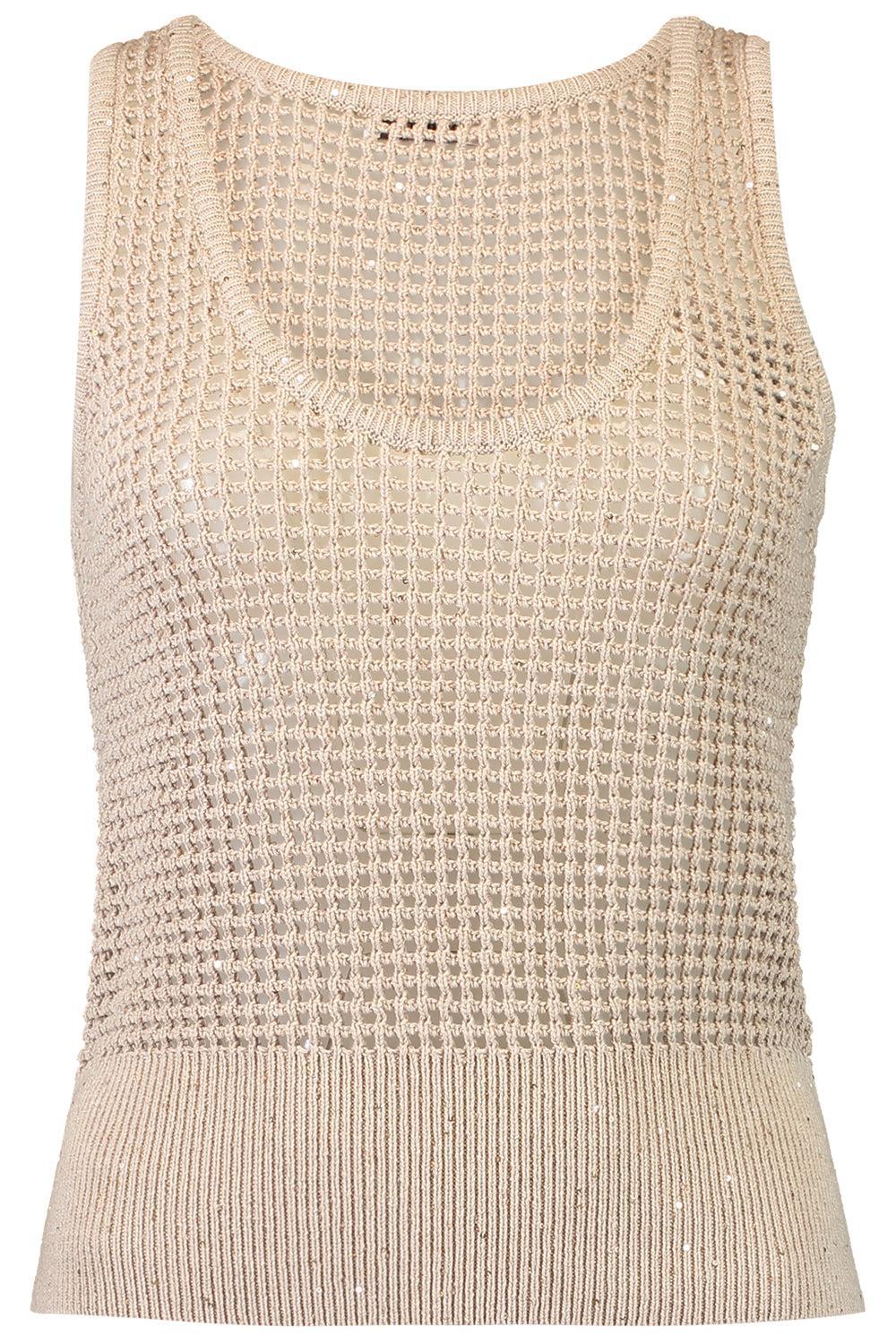 Summer Net Tank-BROWN-XS-CLOTHINGTOPKNITS-BRUNELLO CUCINELLI