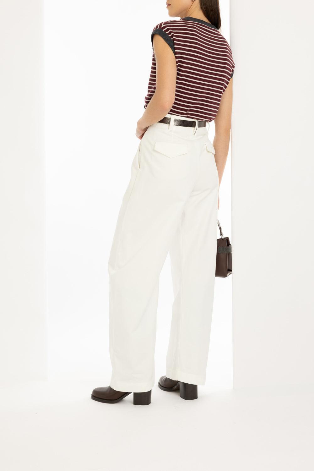 Striped Knit Tank-BURGUNDY/CREAM-XS-CLOTHINGTOPKNITS-BRUNELLO CUCINELLI