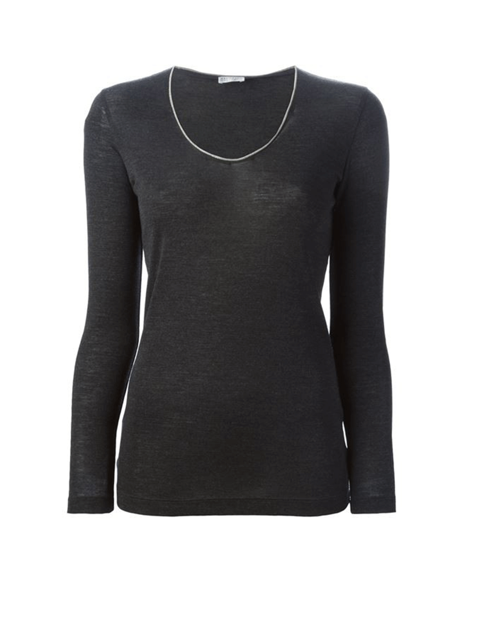 BRUNELLO CUCINELLI-Monili Trim Jersey Top-