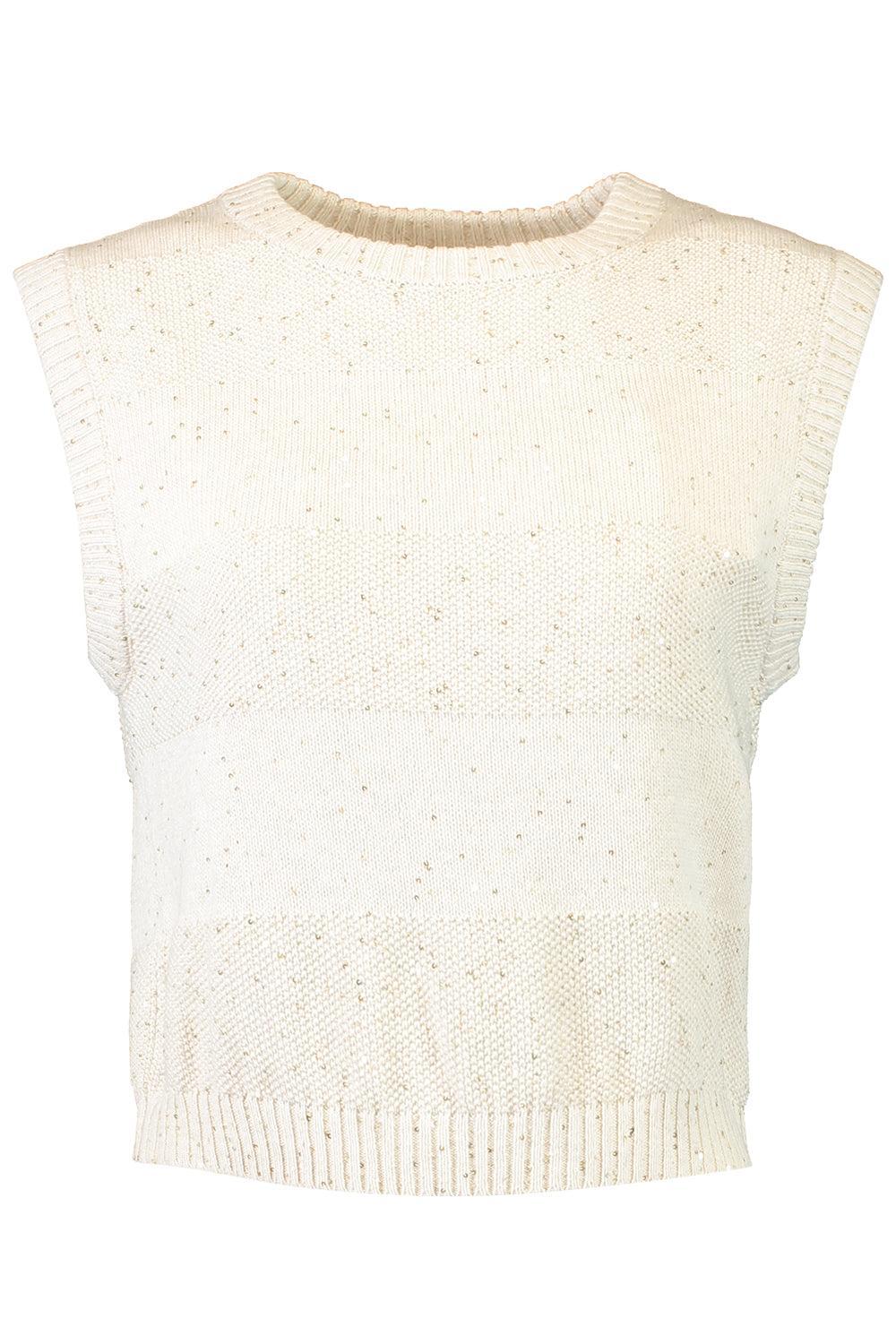 Two Stitch Striped Knit Tank - Avena-CREAM-XS-CLOTHINGTOPKNITS-BRUNELLO CUCINELLI