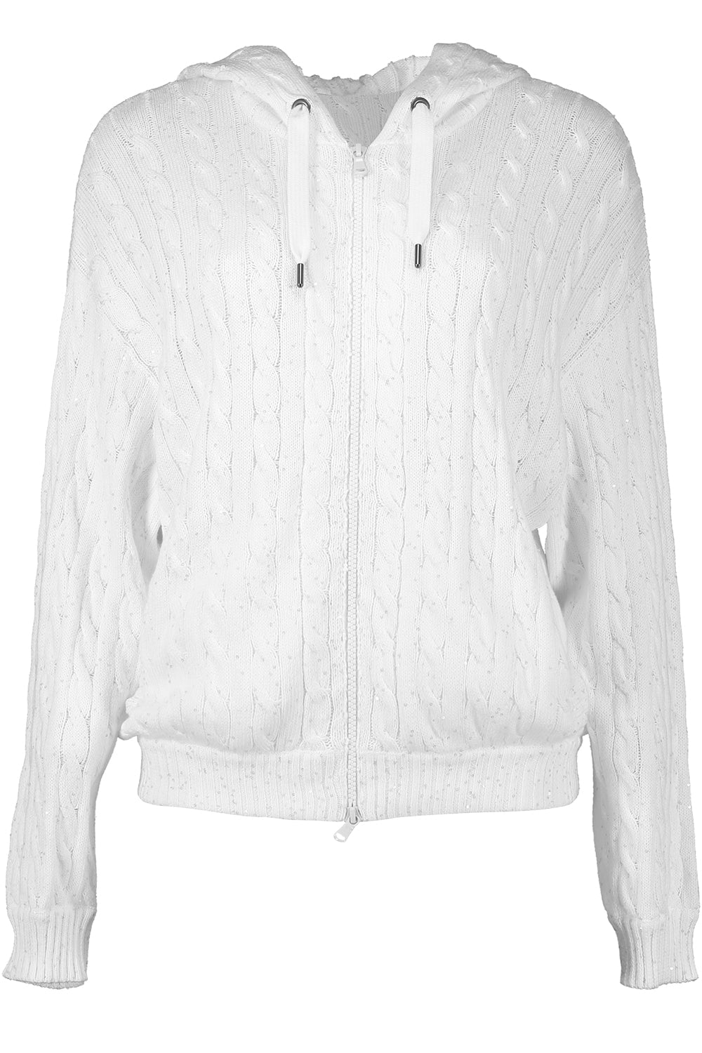 BRUNELLO CUCINELLI-Dazzling Cables hooded Cardigan-