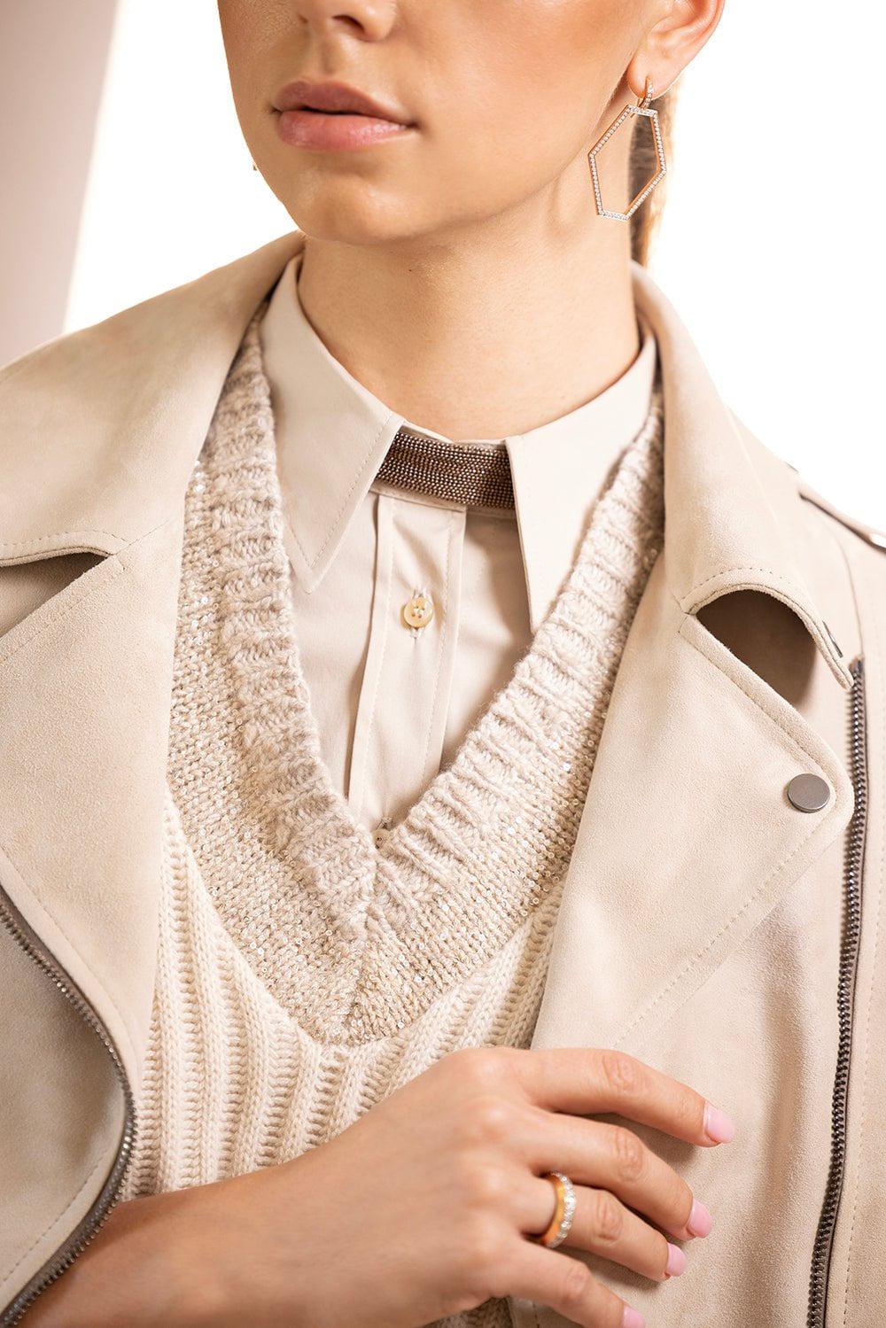 BRUNELLO CUCINELLI-V-Neck Sequin Paillette-