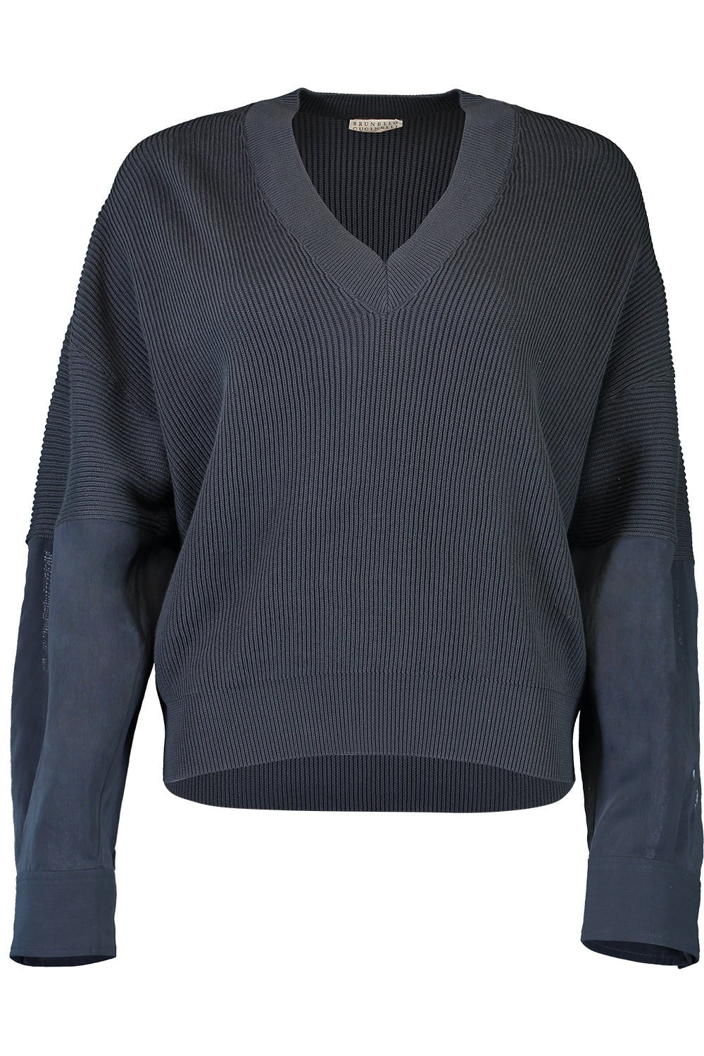 BRUNELLO CUCINELLI-Mixed Media Pullover Sweater-