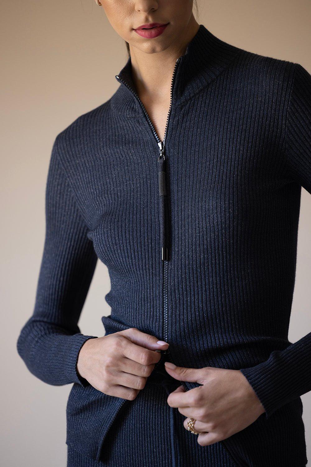 BRUNELLO CUCINELLI-Monili Trim Zip Up Sweater-