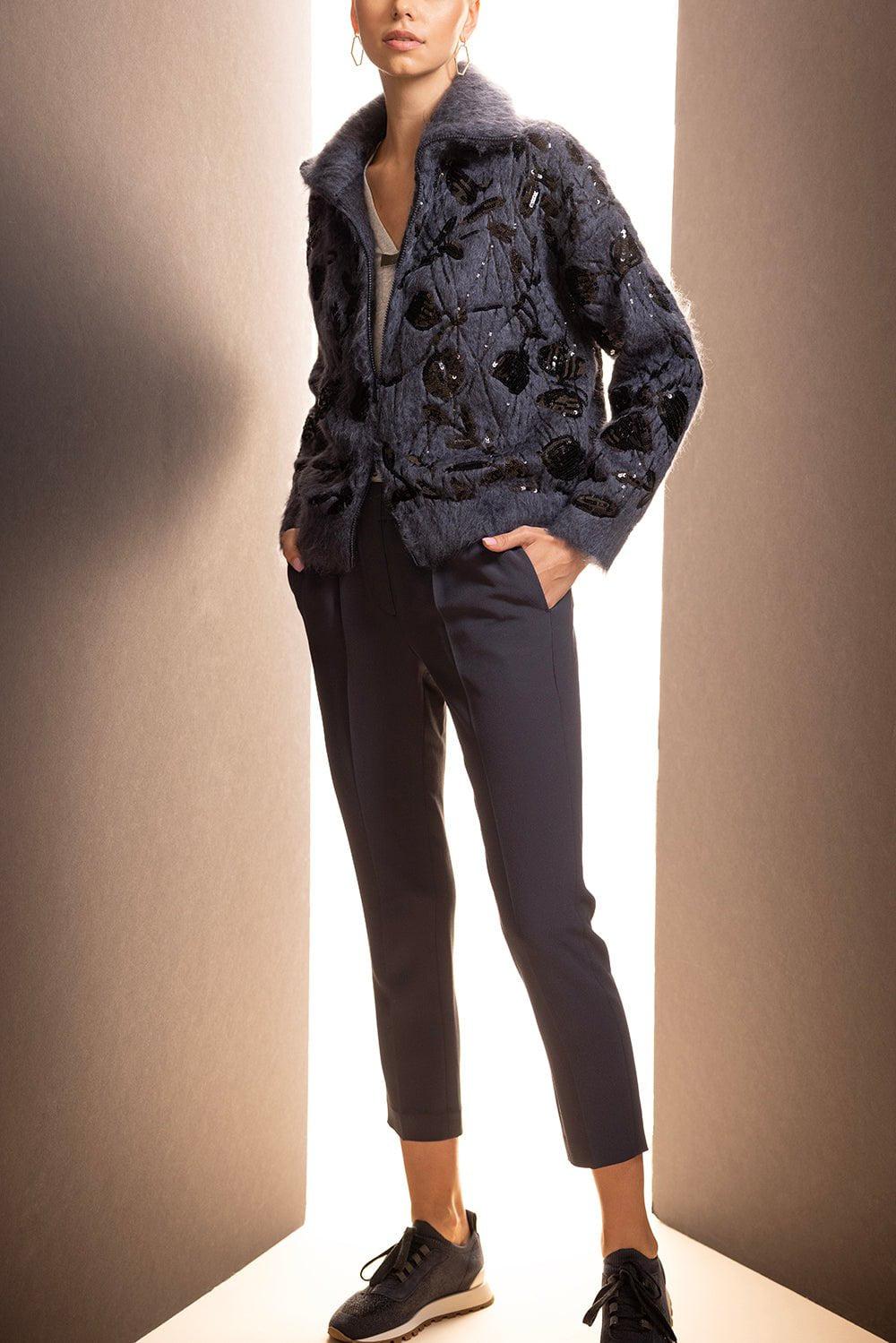 BRUNELLO CUCINELLI-Dazzling Embroidery Zip Up Cardigan-