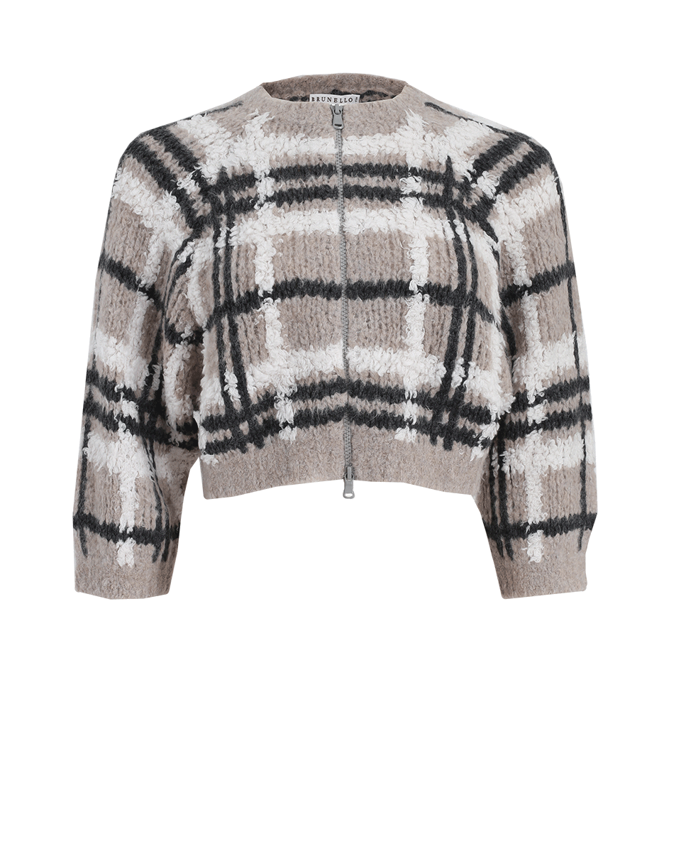 BRUNELLO CUCINELLI-Cropped Windowpane Cardigan-