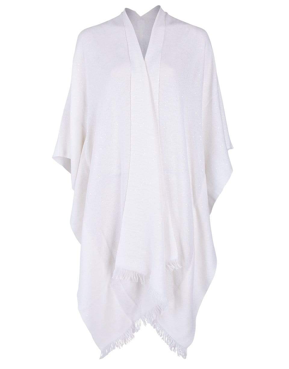 BRUNELLO CUCINELLI-Warm White Cash Silk and Paillette Shawl-WARMWHT