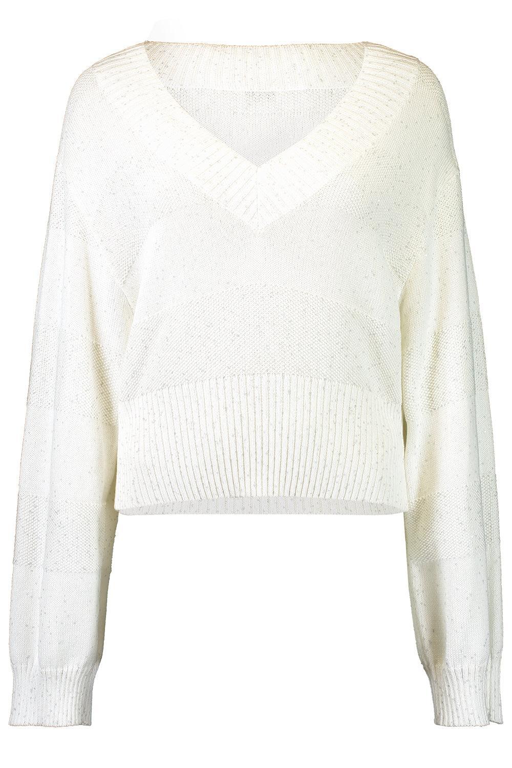 Long Sleeve Knit Pullover-WHITE-XS-CLOTHINGTOPKNITS-BRUNELLO CUCINELLI