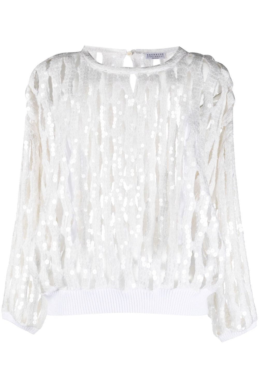 BRUNELLO CUCINELLI-Sequin Open Knit Sweater-