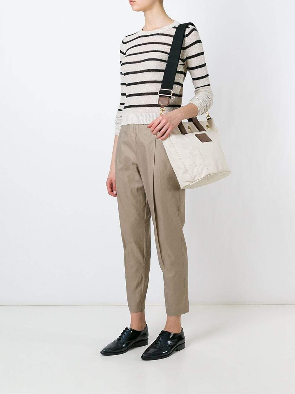 BRUNELLO CUCINELLI-Stripped Cropped Pullover-