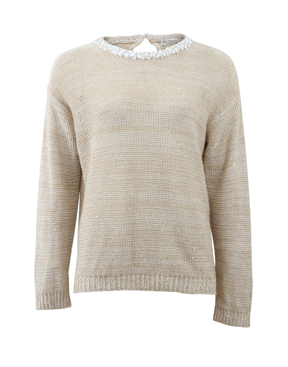 BRUNELLO CUCINELLI-Paillette Linen Pullover-