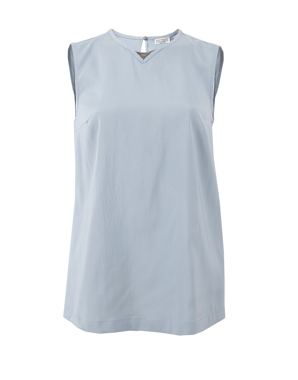 BRUNELLO CUCINELLI-Monili Inset Silk Tank-