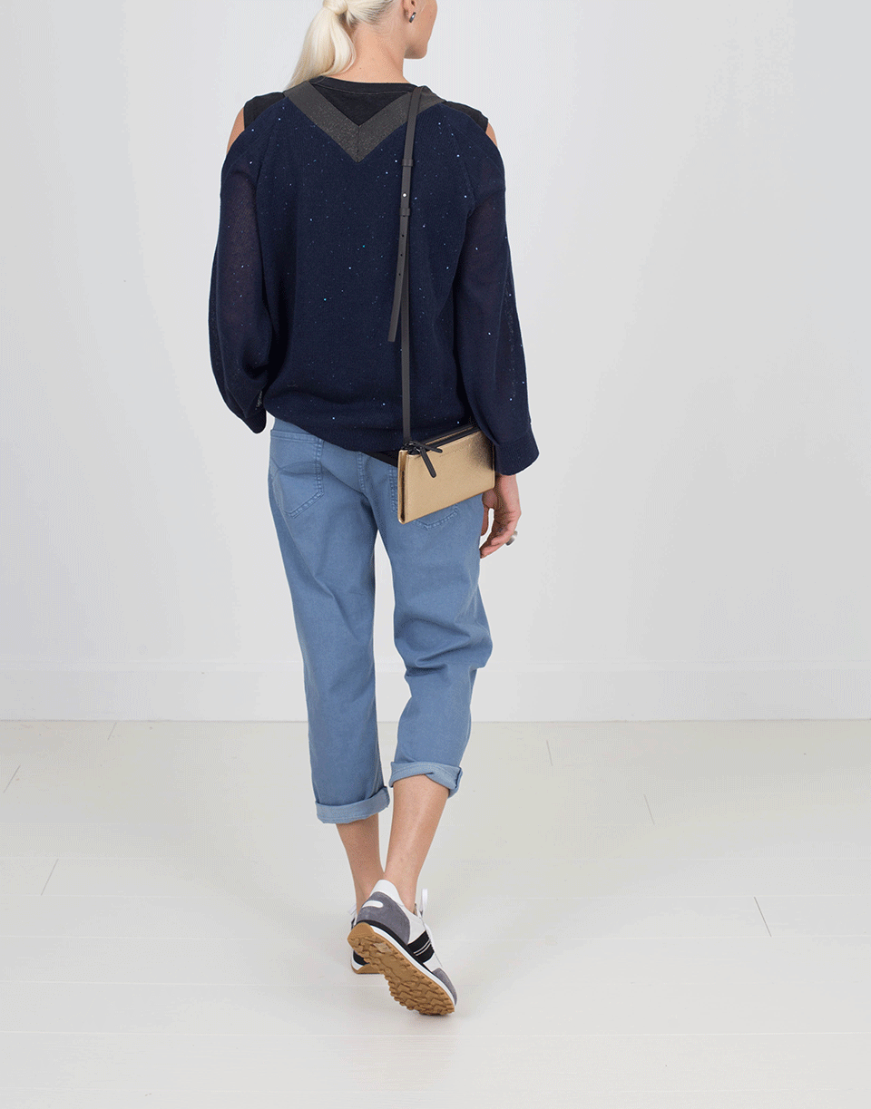 BRUNELLO CUCINELLI-Cold Shoulder Paillette Knit Top-