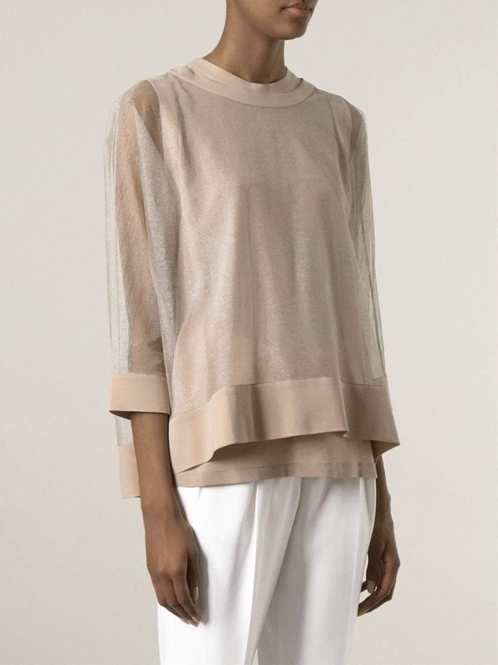 BRUNELLO CUCINELLI-Tulle Overlay Top-