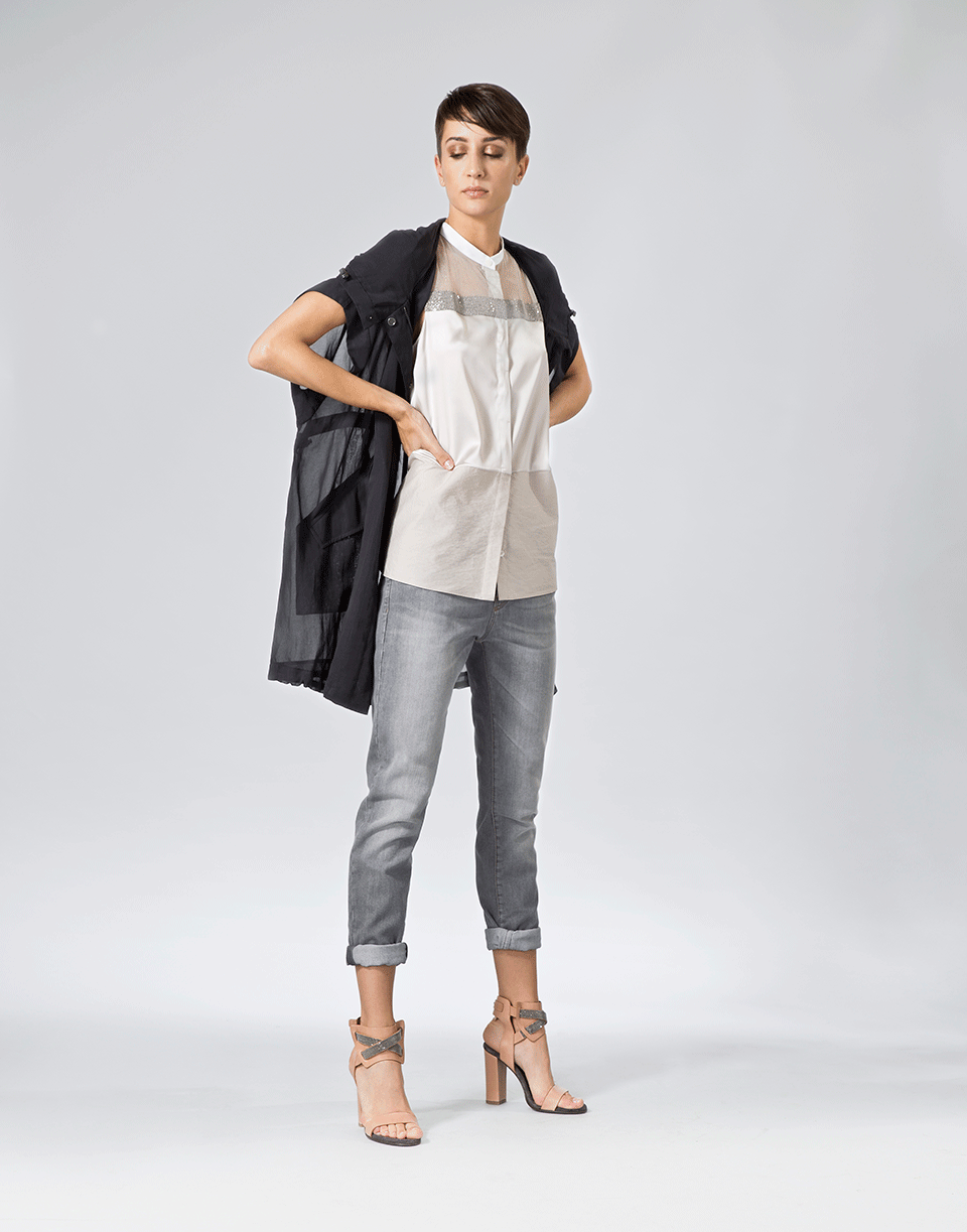 BRUNELLO CUCINELLI-Button Up A-Line Top-