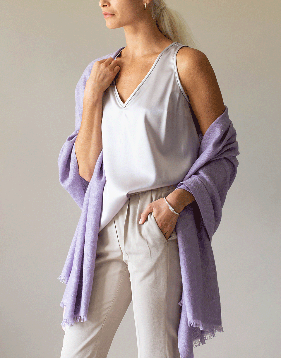 BRUNELLO CUCINELLI-Iris Silk V-Neck Monili Outline Tank-