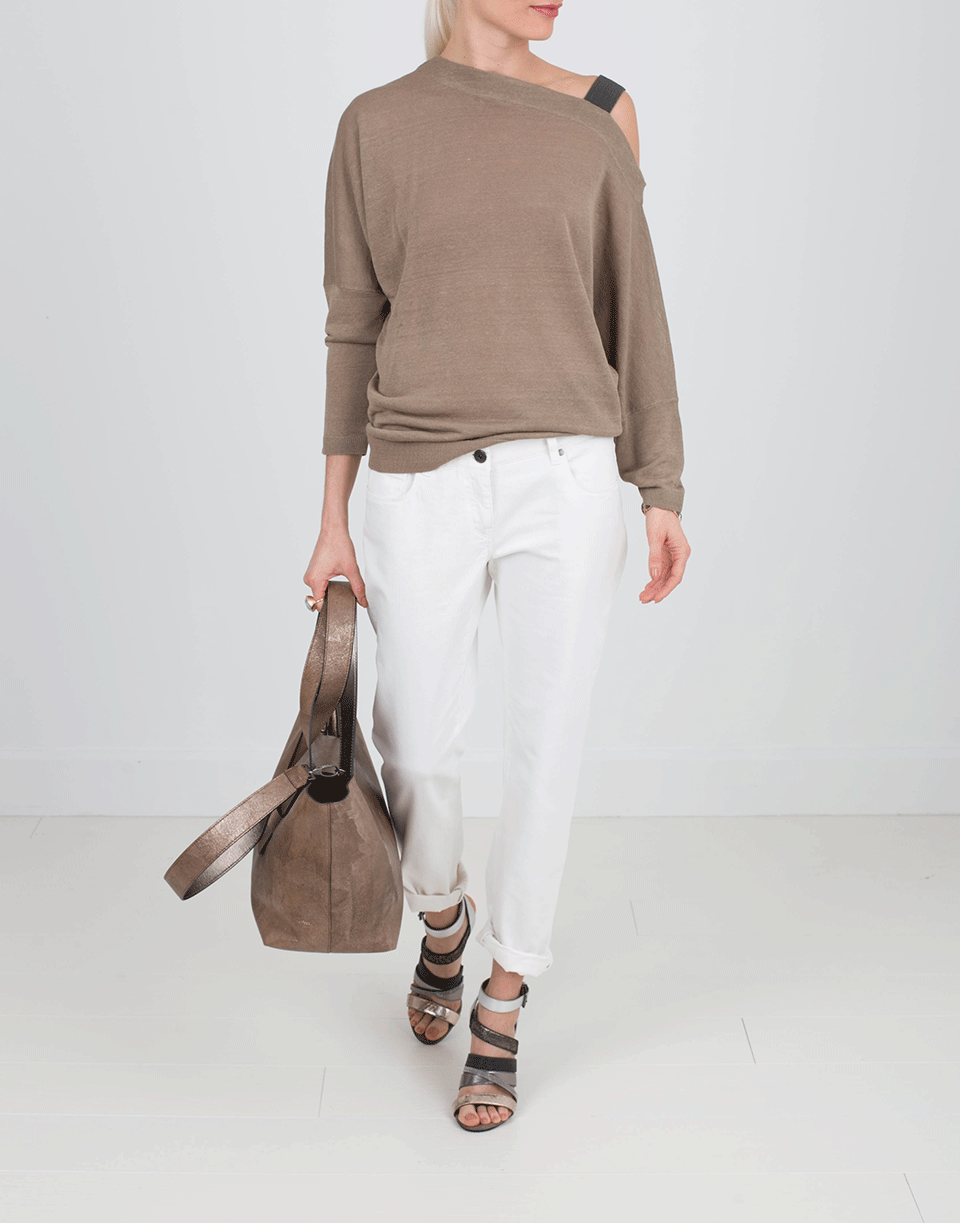 BRUNELLO CUCINELLI-One Shoulder Monili Strap Top-