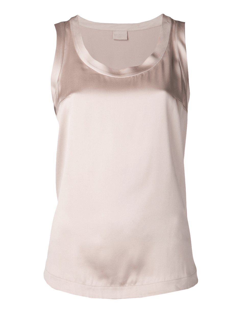 BRUNELLO CUCINELLI-Satin Scoop Neck Tank-