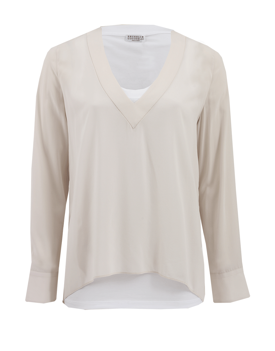 BRUNELLO CUCINELLI-Silk Blouse With Jersey Tank-