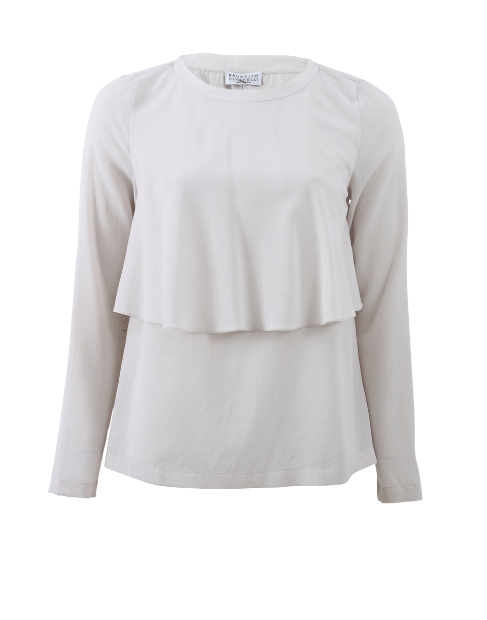 BRUNELLO CUCINELLI-Layered Silk Top-VANILLA