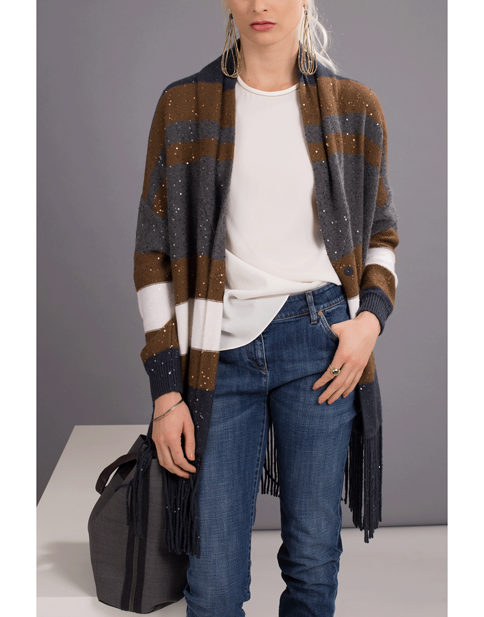 BRUNELLO CUCINELLI-Sleeveless Silk Crewneck Tank-