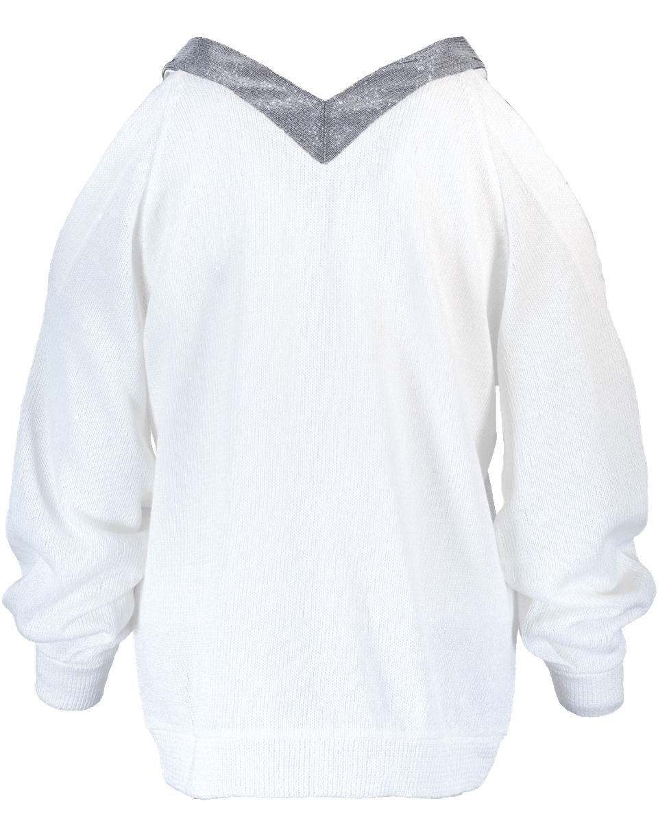 BRUNELLO CUCINELLI-Cold Shoulder Paillette Knit Top-