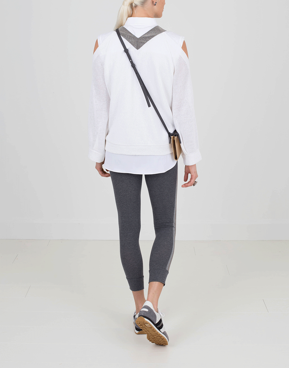 BRUNELLO CUCINELLI-Cold Shoulder Paillette Knit Top-