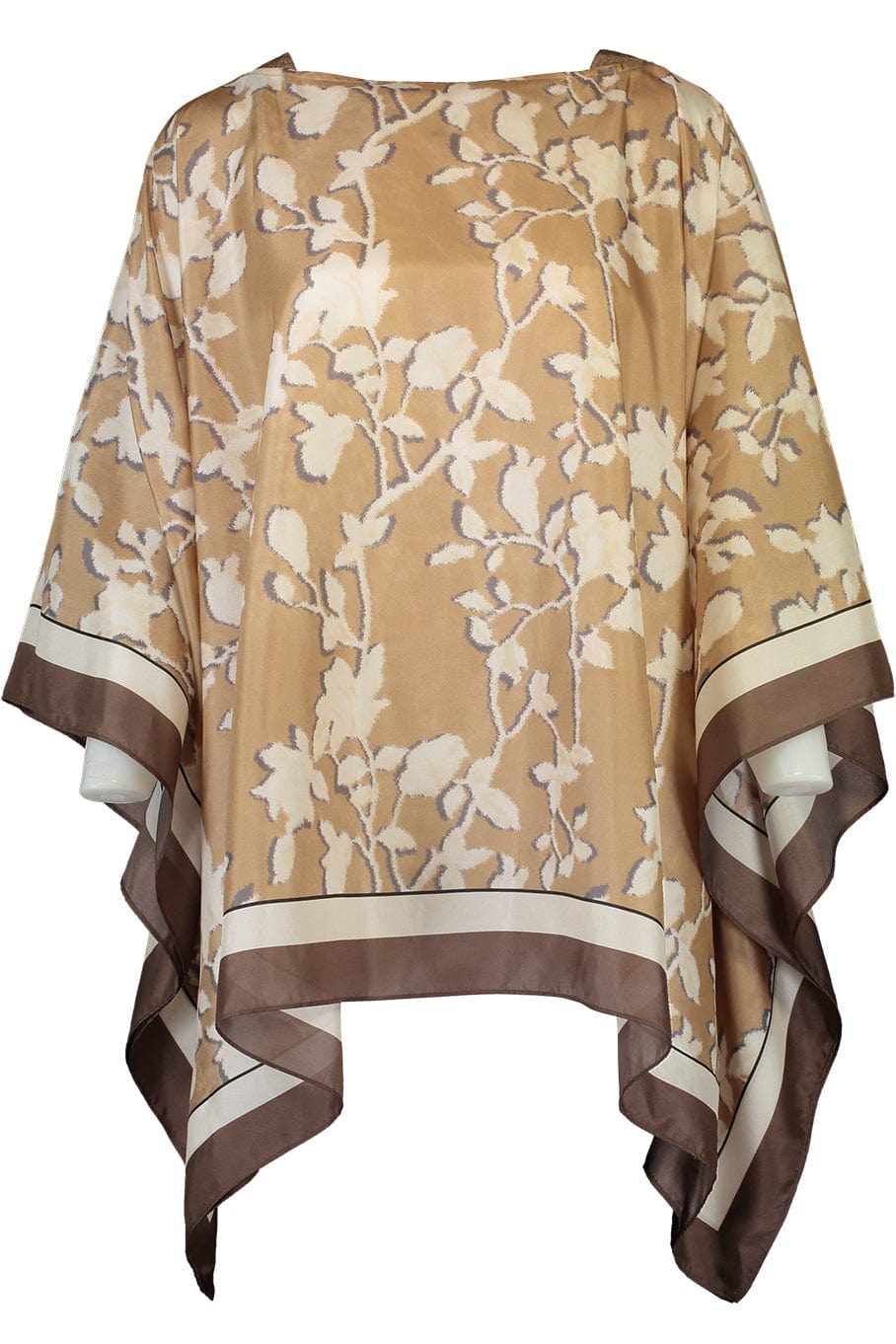 BRUNELLO CUCINELLI-Printed Poncho With Monili Detail-