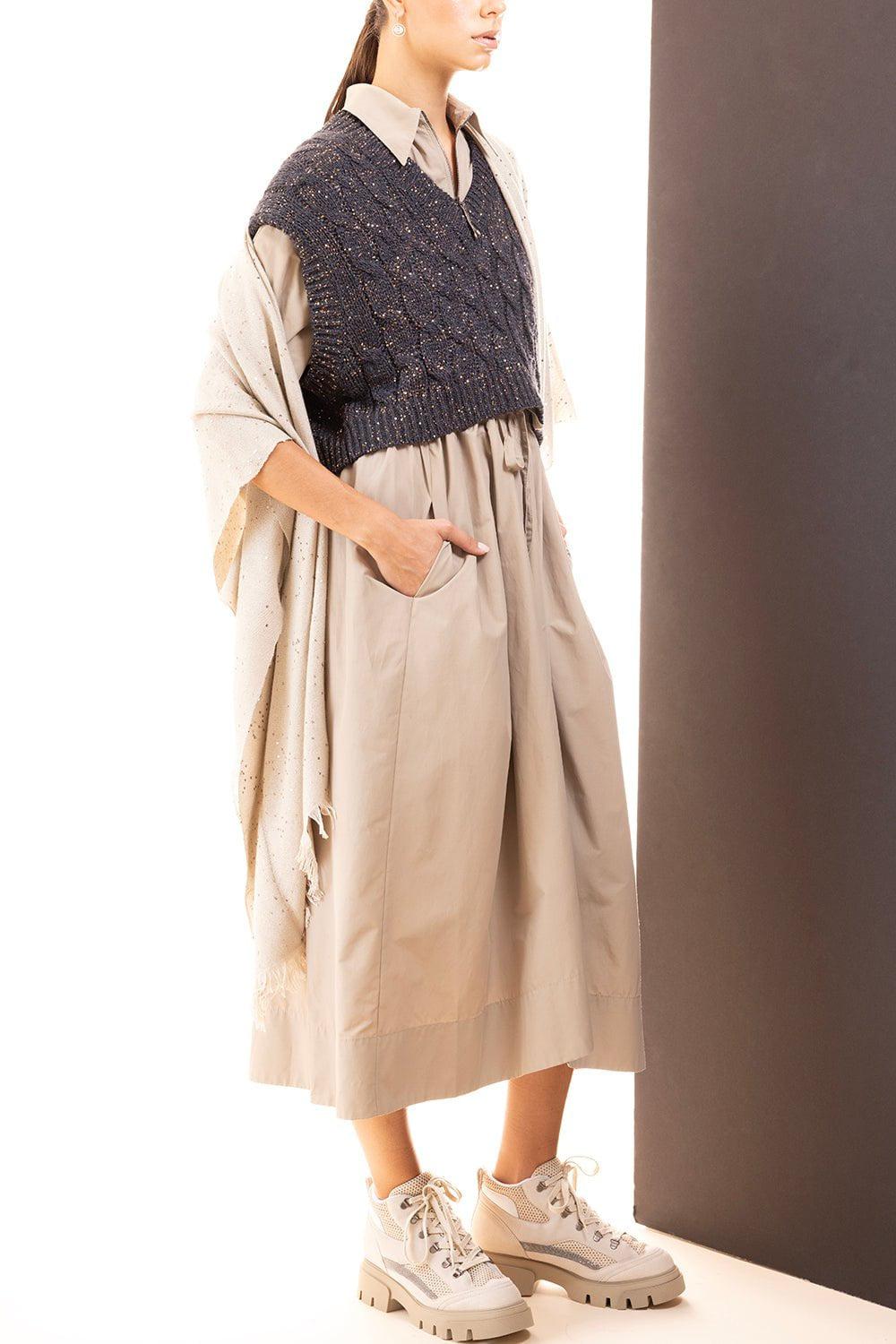 BRUNELLO CUCINELLI-Silk Paillette Poncho - Avena-AVENA