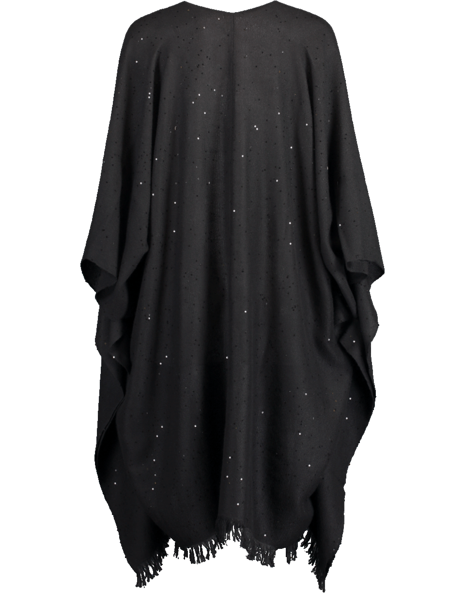 BRUNELLO CUCINELLI-Cashmere Paillette Open Poncho-BLACK