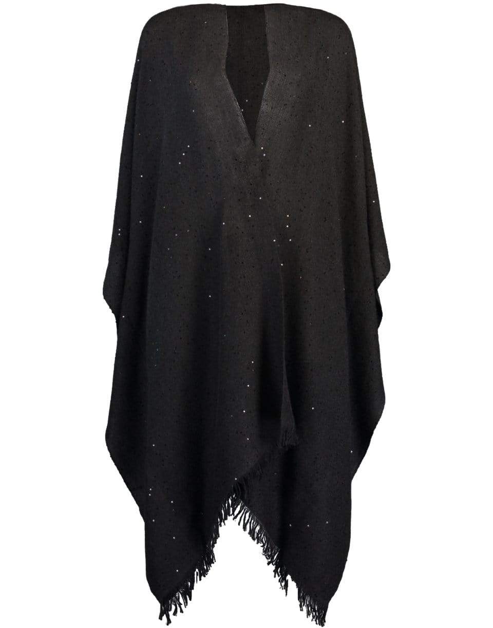 BRUNELLO CUCINELLI-Cashmere Silk Paillette Poncho - Blackstone-BLKSTONE